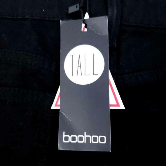 NEW Boohoo Tall Turn Up Cuff Mom Jeans Black Size 4 TALL High Waist 100% Cotton - Picture 5 of 8